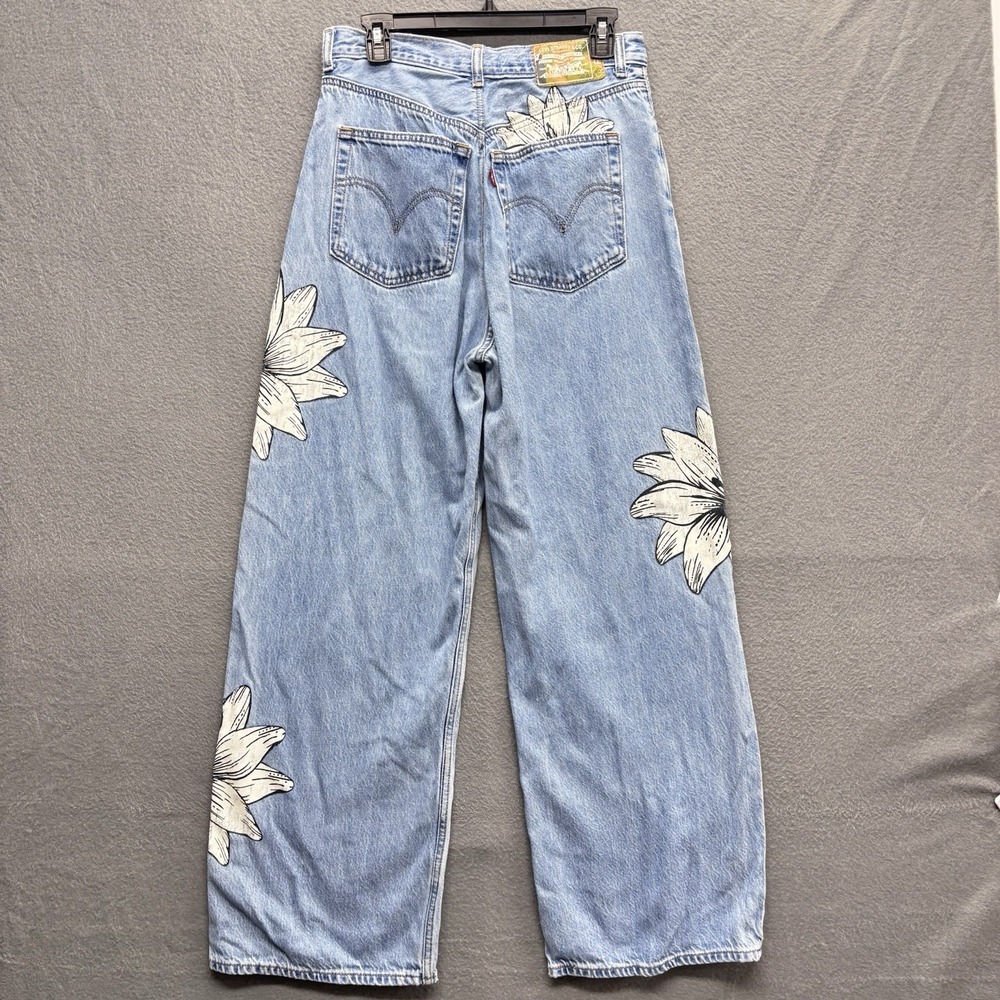 Levi's X FARM Rio High Rise Loose Jeans Women's 30x29 Blue Floral Tropical - Picture 10 of 13
